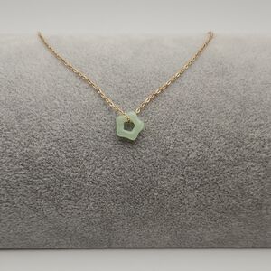 Haitian Jade Hollow Star Pendant Necklace – 18K Gold Plated Chain, Waterproof